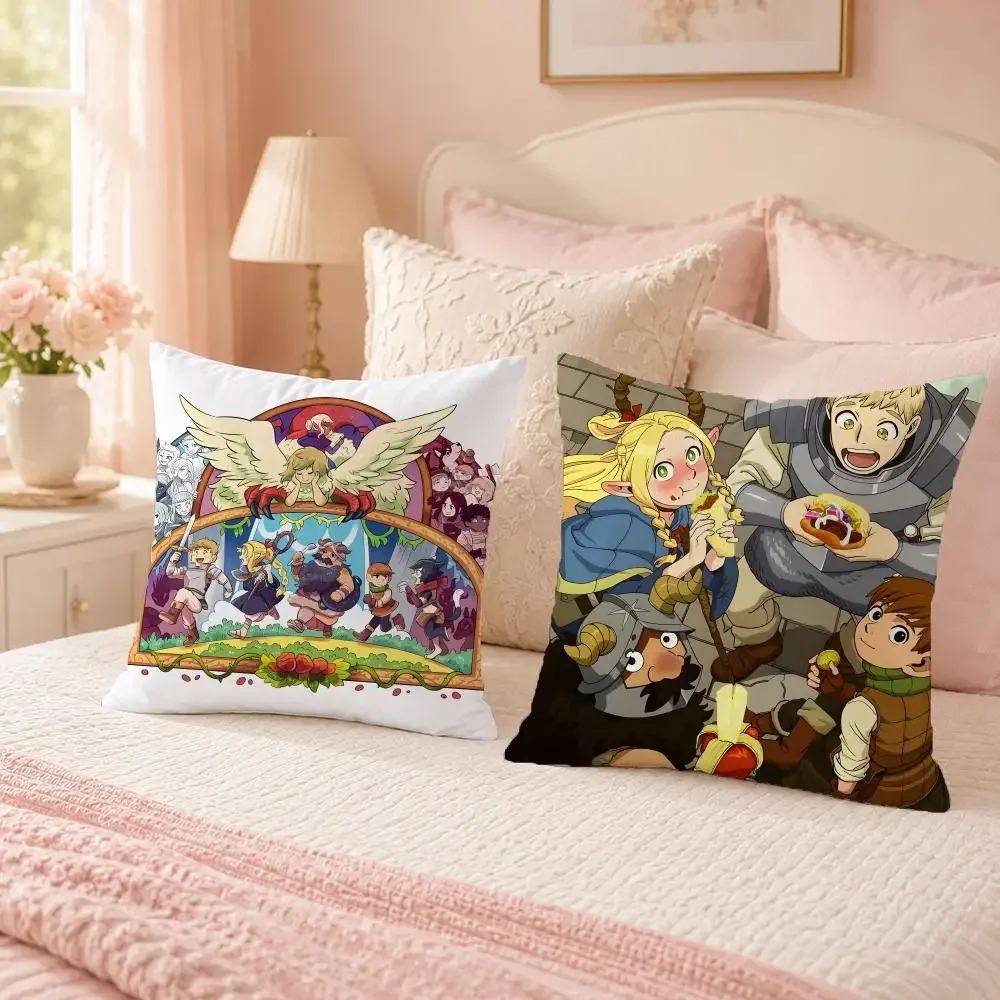Fantasy Anime Delicious in Dungeon Cushion Cover Custom Plush Pillow Cover Soft Cloud Comfort for Sofa Bed Couch