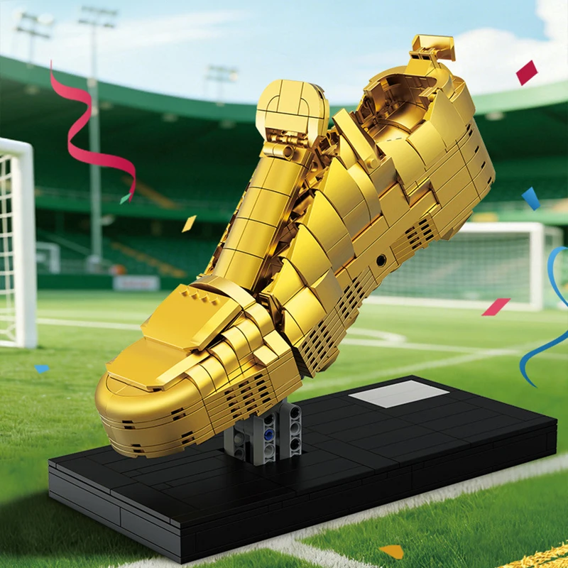 Beroemde voetbaltrofee bouwstenenset, voetbalschoenmodelkit voor fans en verzamelaars, doe-het-zelf speelgoed voor tieners en volwassenen, cadeau