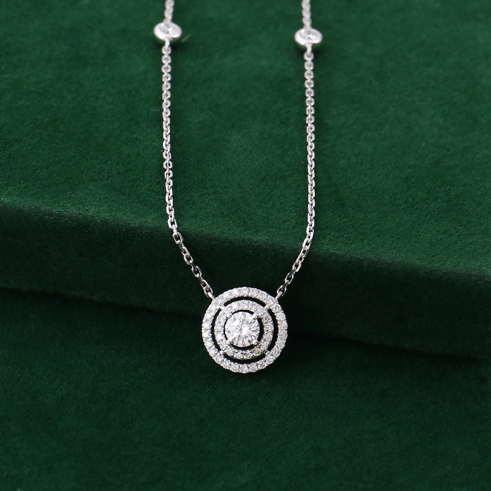 Provence 18K White Gold diamond necklace for women 0.29ct DEF VVS lab grown diamond Circle halo Pendant Necklace Birthday Gift