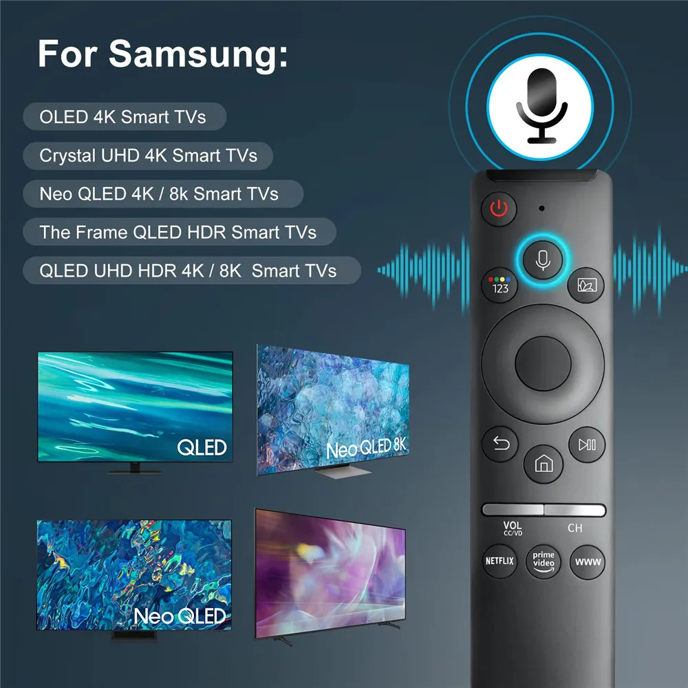 BN59-01312F Voice Remote Compatible for Samsung Smart TV QLED UHD 4K 8K Q60 Q70 Q80 Q90 8 Series 9 Series TU8000 AU8000