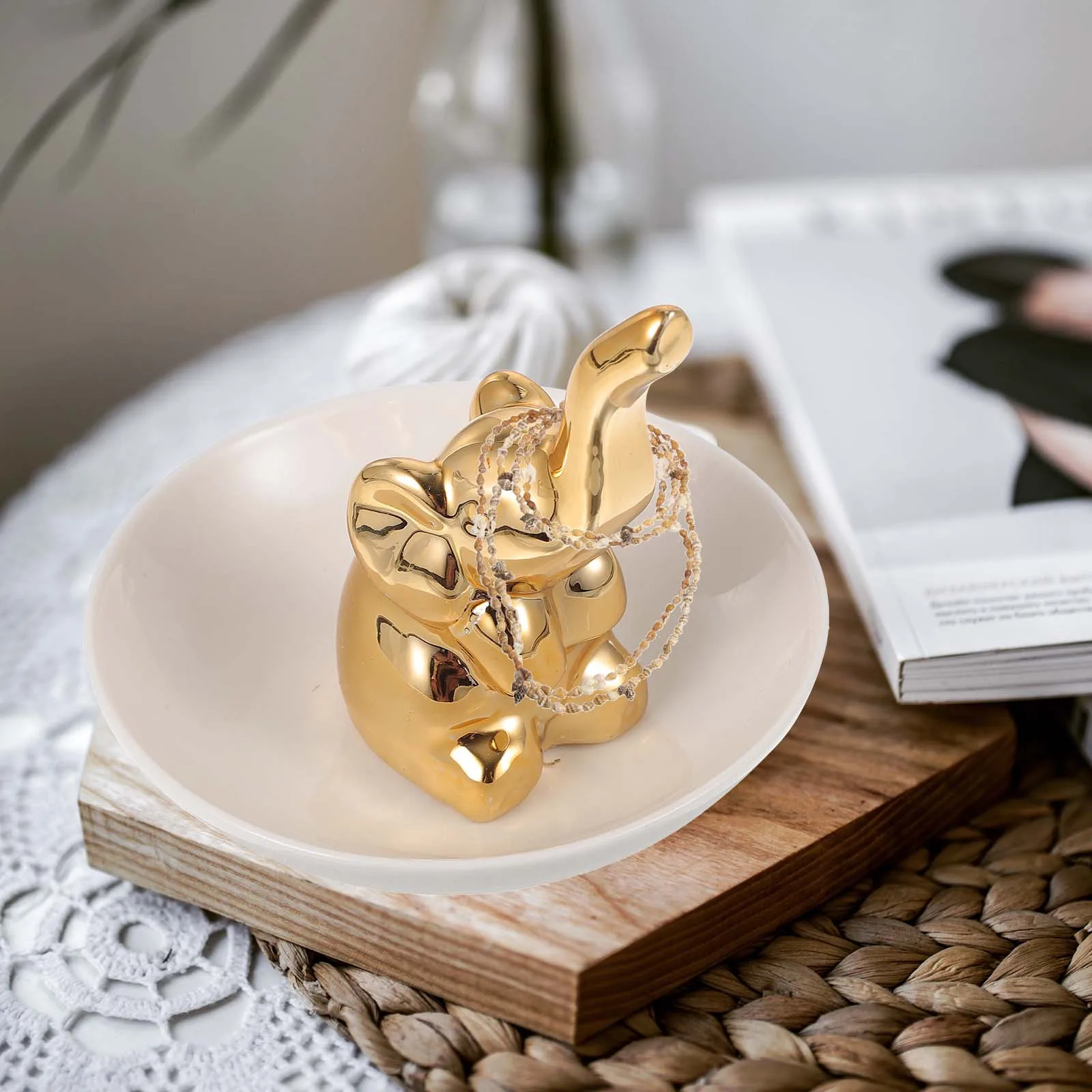 

Jewel Display Organizer Jewelry Holder Decorative Plate Bracelet Tray Vanity Porcelain Ring Jewlery