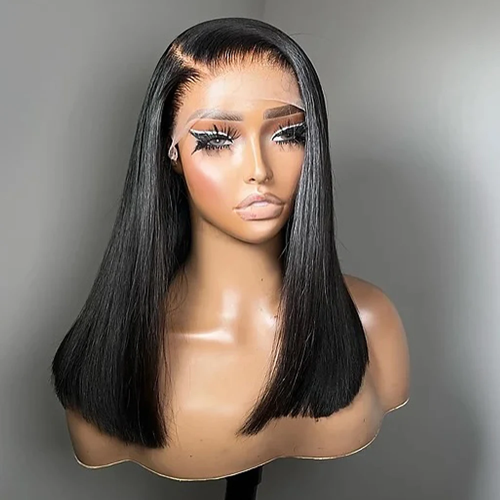 

Готовые к ношению короткие парики Боб Прямые бесклеевые парики 13x6 HD Прозрачные кружевные фронтальные парики Плотность 400 Парики из человеческих волос 8-14 дюймов