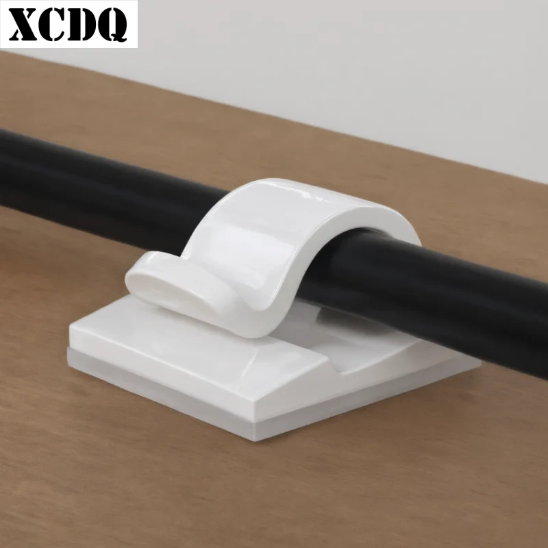 50pcs Adhesive Cable Wire Holder Clip Organizer Mount Base Clamp For Data USB Cord Management Home Office Kitchen White Black