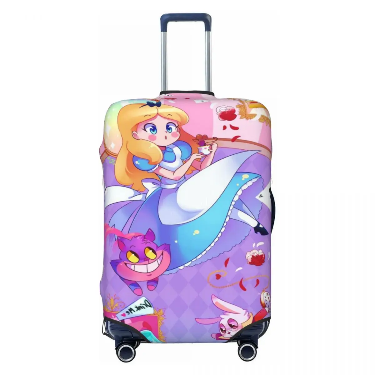 

Custom Alice In Wonderland Cartoon Travel Luggage Cover Elastic Suitcase Cover Protector Fit 18-32 Inch