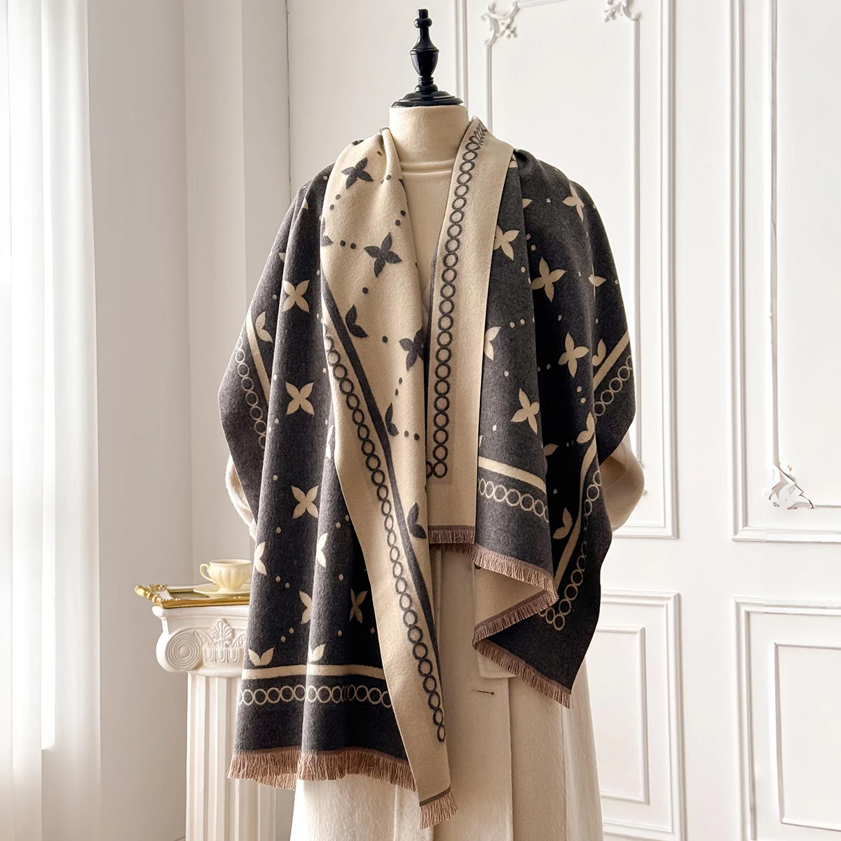 

Luxury Winter Warm Cashmere Scarf for Women Jacquard Pashmina Shawl Wrap Neckerchief Coldproof Female Bufanda Echarpe