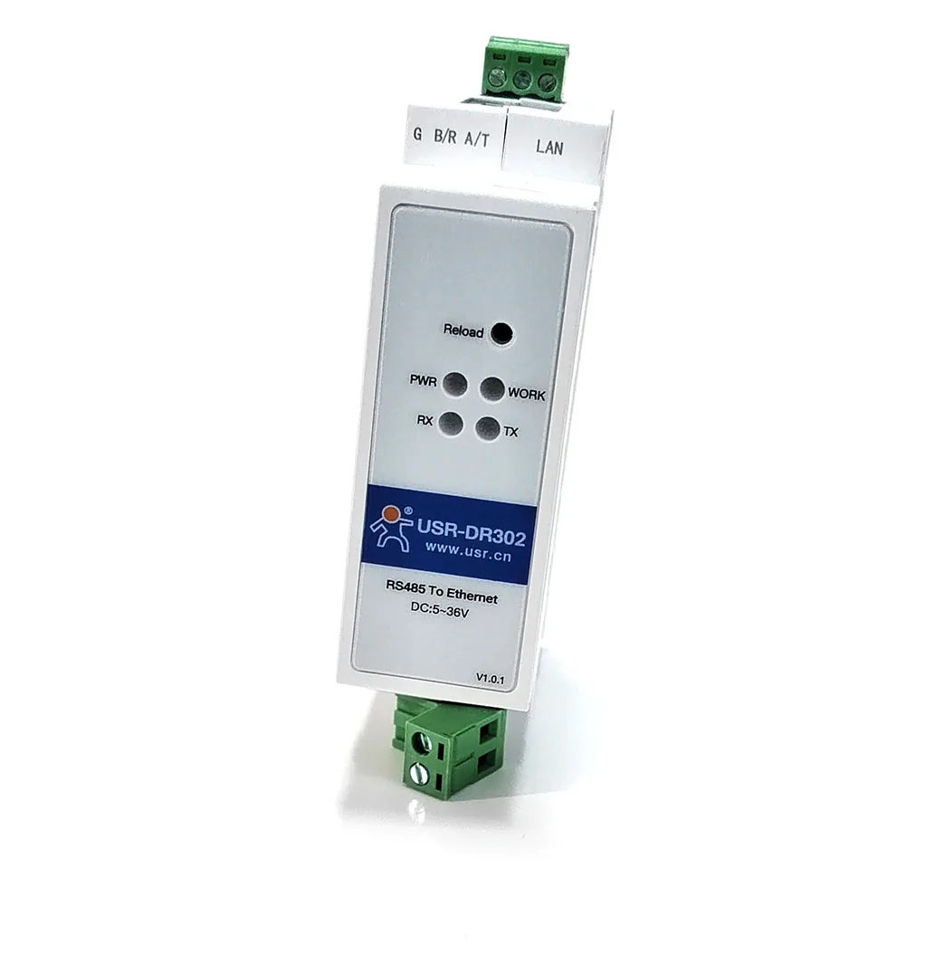 Servidor Serial para Riel DIN USR-DR302, Convertidor RS485 a Ethernet TCP/IP, DC5-36V, Gateway Modbus, Transmisión Bidireccional Transparente