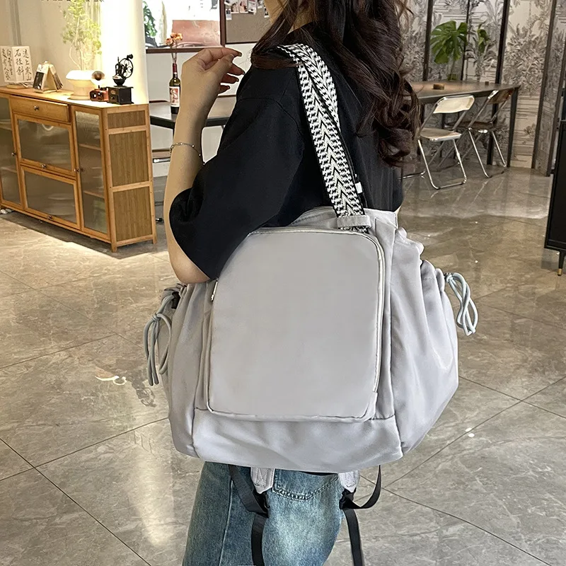 Trendy Nylon Women's Bag Korean Style Large Capacity Single Shoulder Mommy Bag Universal Double Shoulder Backpack for Daily Use