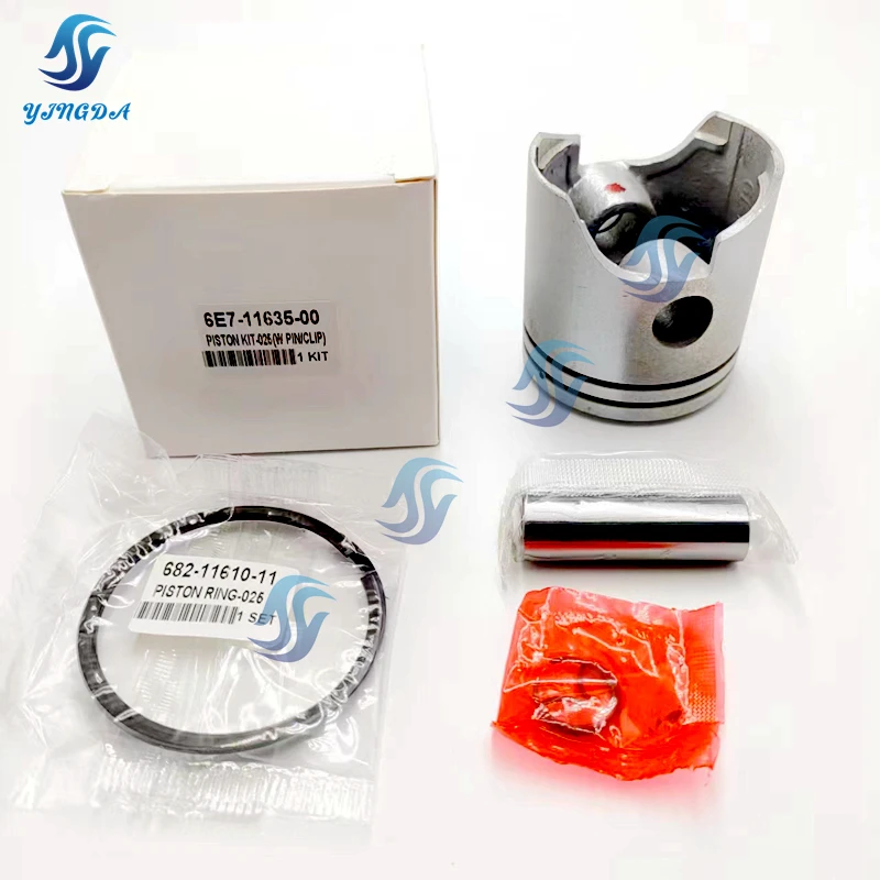 Piston 56.+25mm  6E7-11635 For Yamaha Outboard Motor 2T 9.9HP 15HP Oversize 025 Parsun Hidea Seapro HDX 6E7-11635-00