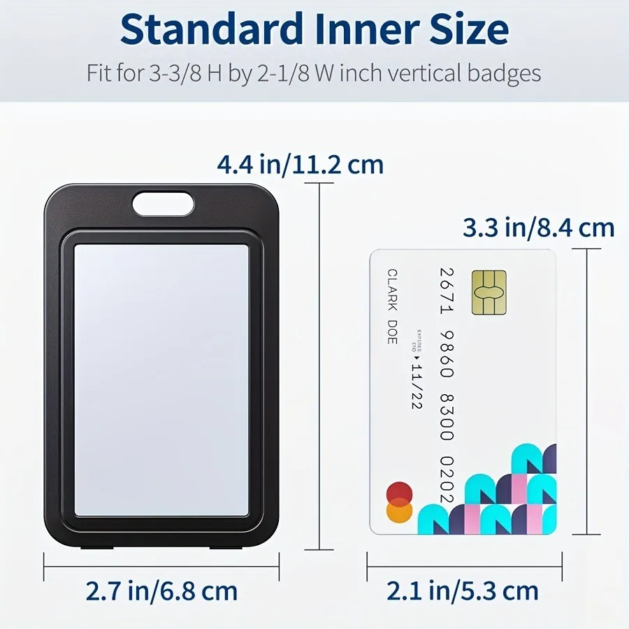 Vertical Card Holder With Double-Sided Hard Plastic Vertical Card Bag, Black Id Card, Credit Card, Key Card Protection Cover