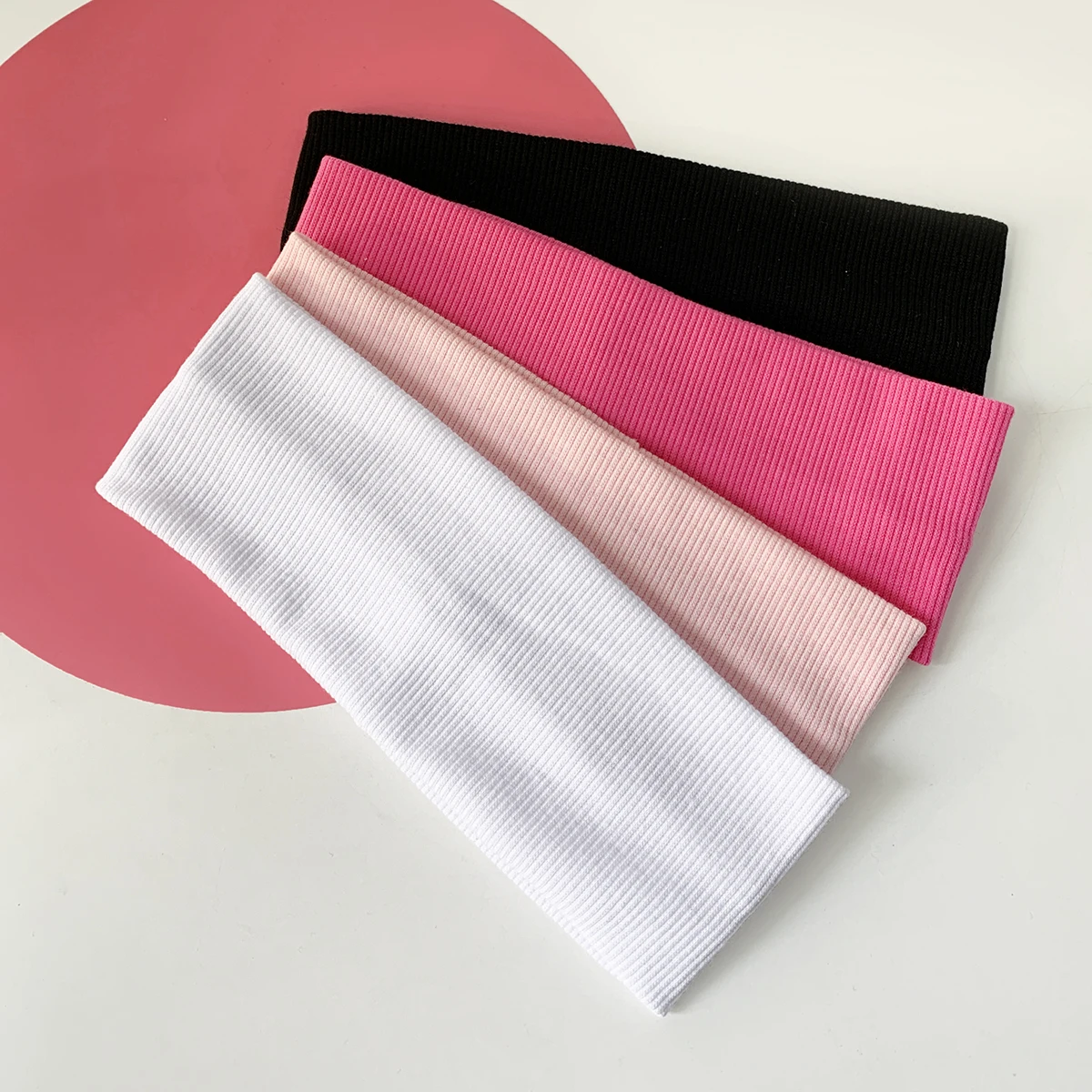 Girly High Elasticity! 4-Pack Solid Color Basic Versatile Sports Headband Ins Solid Color Off-Shelf Korean Version Women's Trend