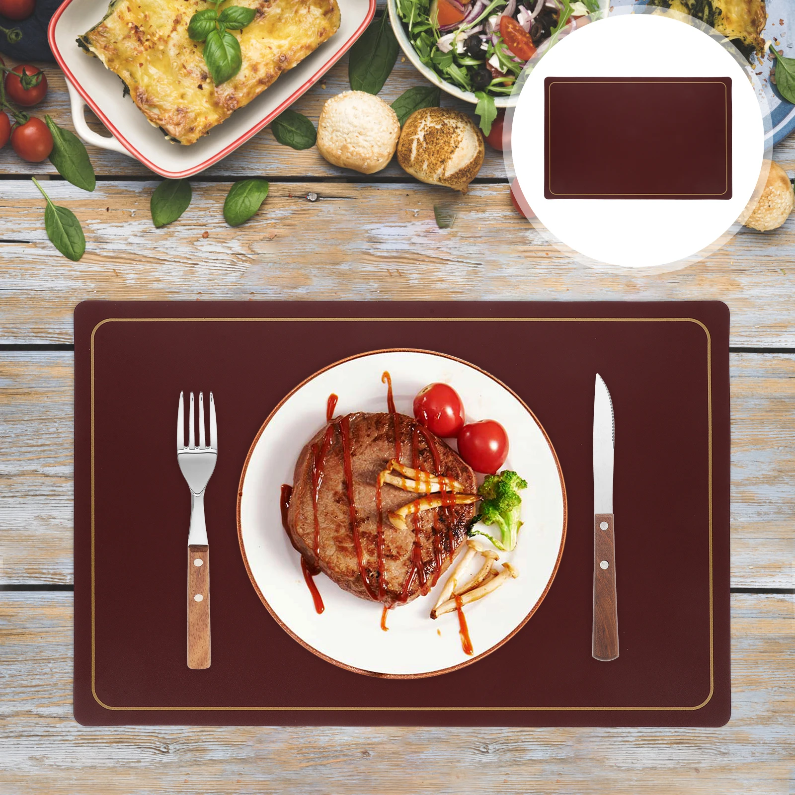 

4pcs Pu Place Dining Placemats Kitchen Mat For Buffet Placemats Toddler Table Mats Simple Style Dinner Table Mat