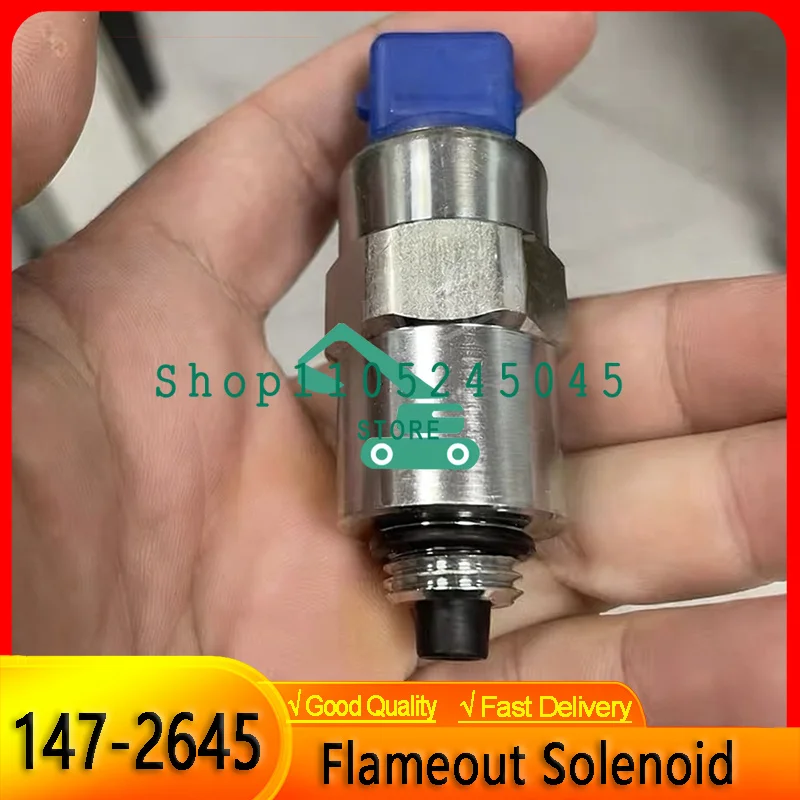 High Quality 24V 1472645 Fuel Stop Flameout Solenoid Valve 643244 147-2645 For E320D E312C 312D2GC Excavator Accessories