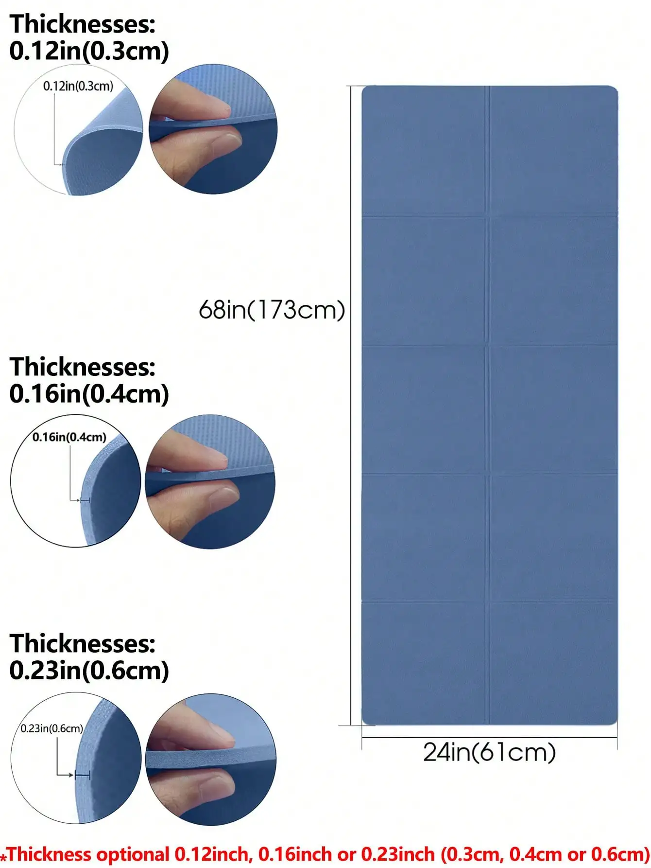 طوي اليوغا حصيرة الأزرق الداكن صديقة للبيئة إيفا للطي السفر اللياقة البدنية بساط للتمارين الرياضية 3/4/6 مللي متر سمك لتدريبات أرضية اليوغا