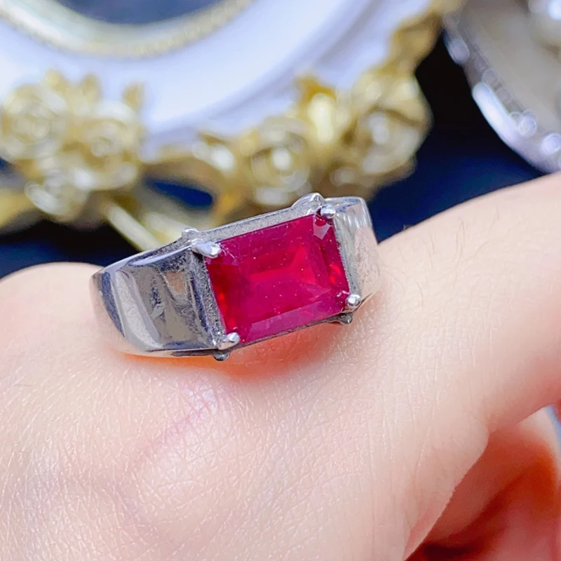 

Natural Ruby Rings for men silver 925 jewelry luxury gem stones 18k gold plated free shiping items