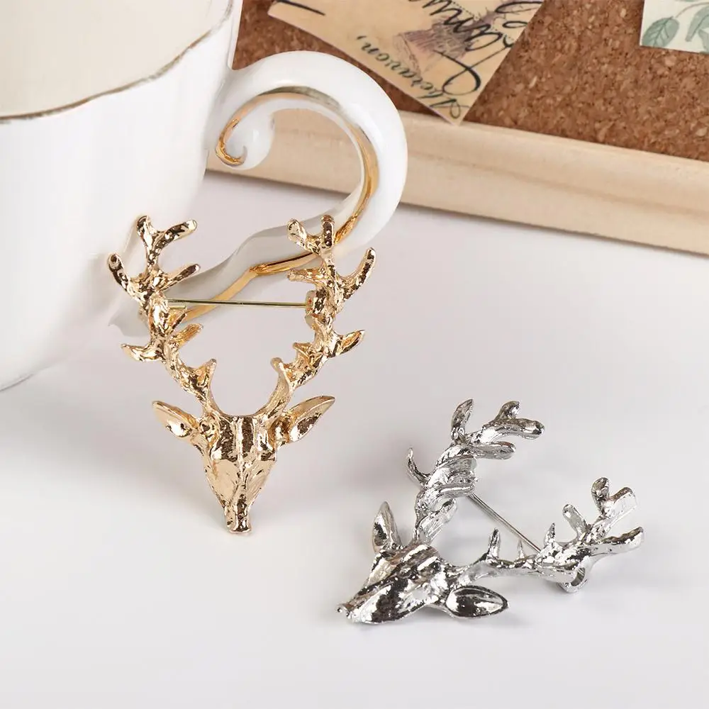 

Kawaii Animal Elk Head Brooch Alloy Clothes Pins Christmas Badge Jewelry Clothes Accessories Deer Metal Brooch Daily