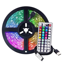 5V USB LED Strip 5050 2835 światło RGB zdalnego sterowania 44key Kit 5m 0.5/1/3/4m taśma LED wakacyjna na ścianę pokój podświetlenie TV wodoodporny