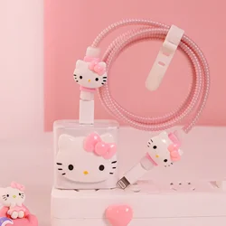 Kawaii Anime Anti Breaking Apple Data Cable Protective Case Mobile Phone 18/20W Charger Winding Rope HelloKittys Decorative Gift