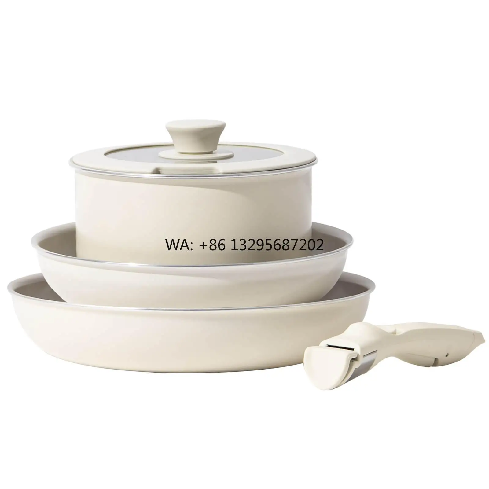 

Набор из 5 съемных кастрюль и кастрюль со съемной ручкой, набор посуды с антипригарным покрытием, индукционное дно