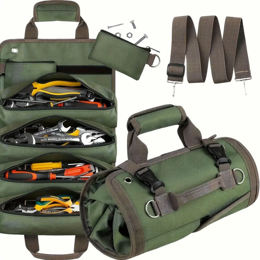 Roll Up Storage Organizer Pouch Portable Tool Bag For Electrician Woodworker Hardware Handbag Durable Work Case