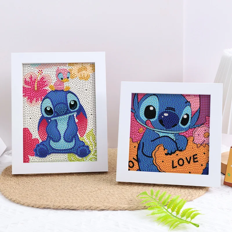 Disney Stitch Handmade DIY Diamond Sticker for Kids Cartoon Framed Set Crystal Painting Art Deco Mosaic Embroidery Gift