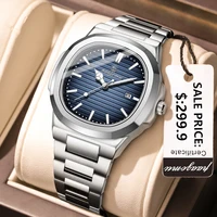 Reloj de lujo PAAZOMU, reloj de negocios resistente al agua para hombre, reloj luminoso con fecha de acero inoxidable, reloj cuadrado de cuarzo para hombre, reloj para hombre 2024 nuevo