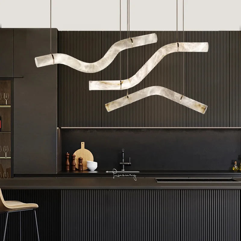 

Designer recommended Spanish marble chandelier bar table model room restaurant villa art minimalist marble chandelier