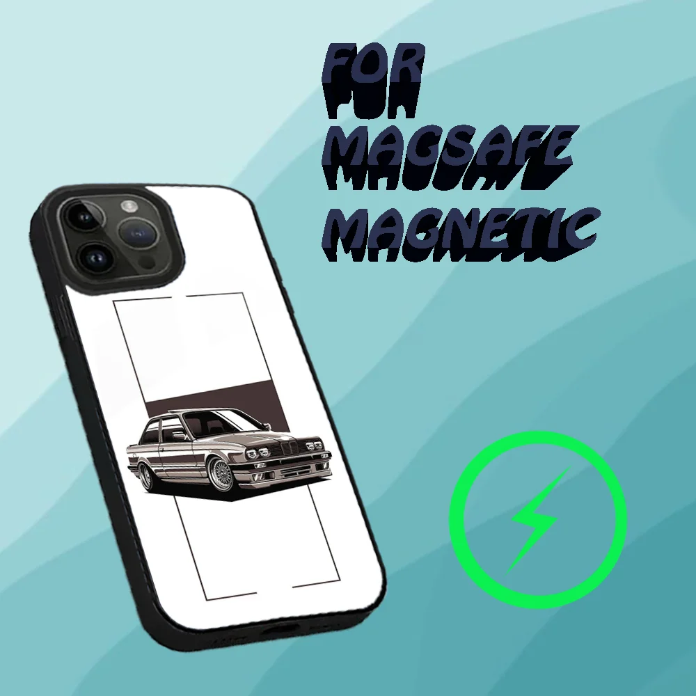 Phone Case For iPhone 16,15,14,13,12,11,Plus,Pro,Max Mini Magsafe Car for B- Bmwes-S E30 Magnetic Wireless Charging