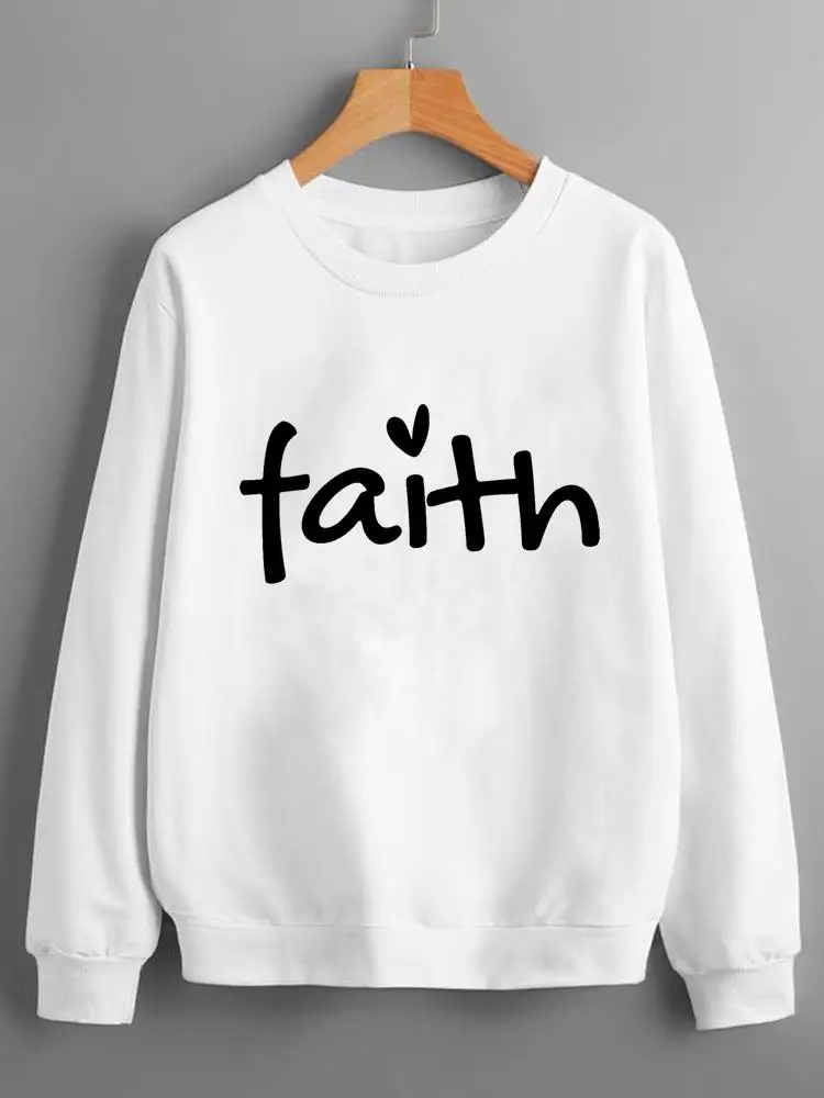 

Faith Letter Sweet 90s Trend Long Sleeve Pullovers Fashion O-neck Clothing Women Ladies Print Lady Fleece Graphic Sweatshirts