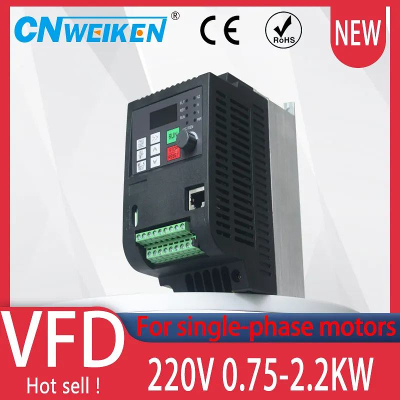 0.75KW 1.5KW 2.2KW V/F Inverter 220V Single-Phase Input and 220v Output Frequency Converter for Single-Phase Capacitor Motor