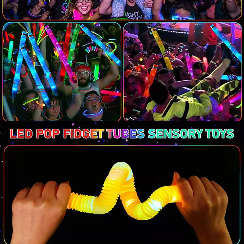 New Product Flash Corrugated Pipe Release and Decompression Neon Party Luminous Telescopic Tube Toy Cheer Fluorescent Stick Toy