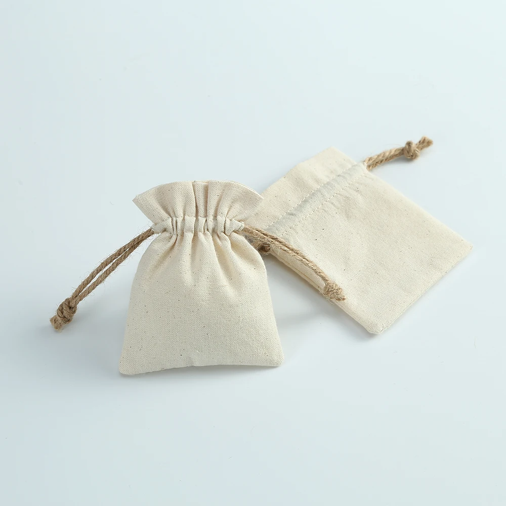 

5pcs Cotton Burlap Jewelry Bag Small Nature Canvas Bags for Necklace Earring Ring Pouch Wedding Christmas Party Candy Gift Bag