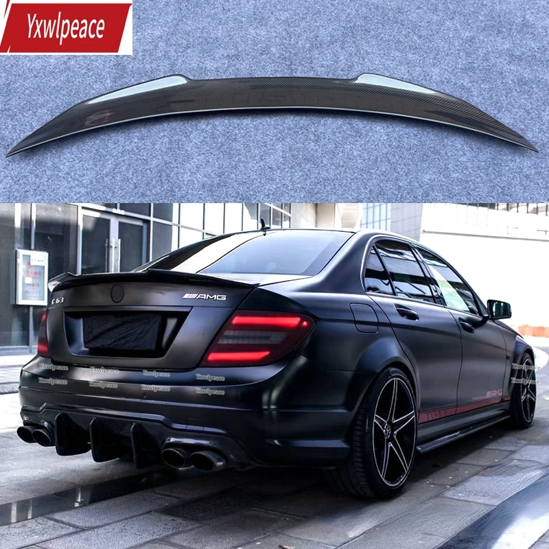 

R Style ABS Glossy Black /Carbon Fiber Look Rear Trunk Lip Spoiler Wing For Mercedes-Benz W204 sedan 4doors C350 C63 2008-2013