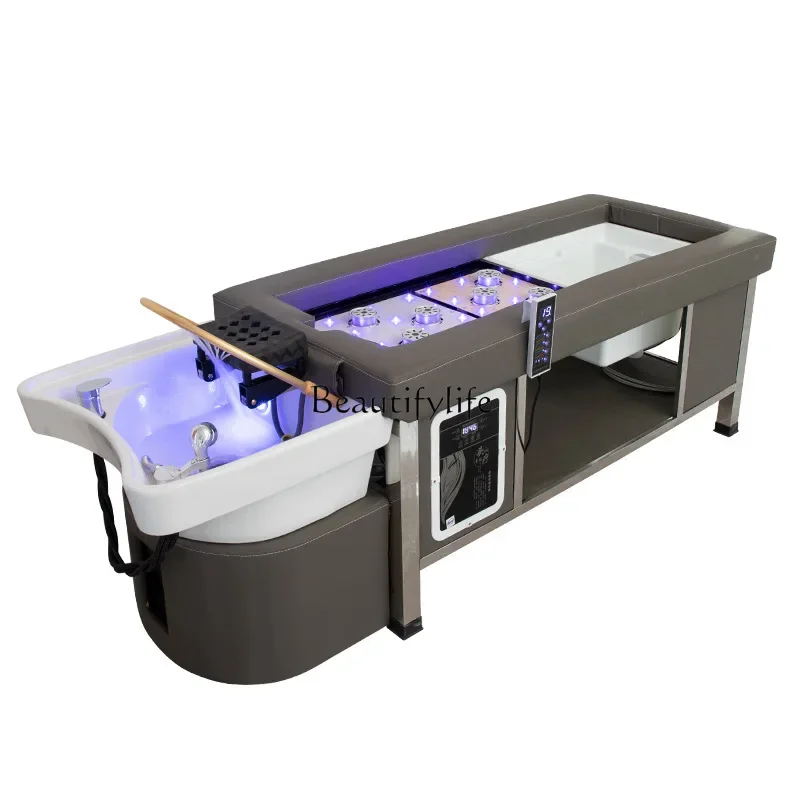 

02Multifunctional Head Therapy Fumigation Moxibustion Shampoo Massage Bed Water Circulation