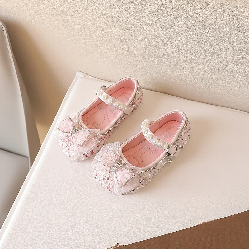 

Little Girl Leather Shoes Sweet Bowknot Children Princess Shoes Fashion Spring Autumn Versatile Kids Causal Wedding Party Shoes