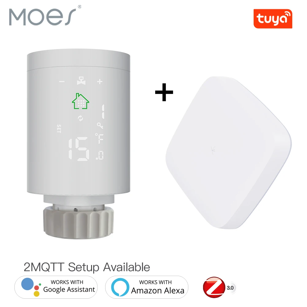 MOES ZigBee3.0 Radiator Actuator Programmable Thermostatic Valve Tuya Temperature Controller 2MQTT Alexa Google Voice Smart App