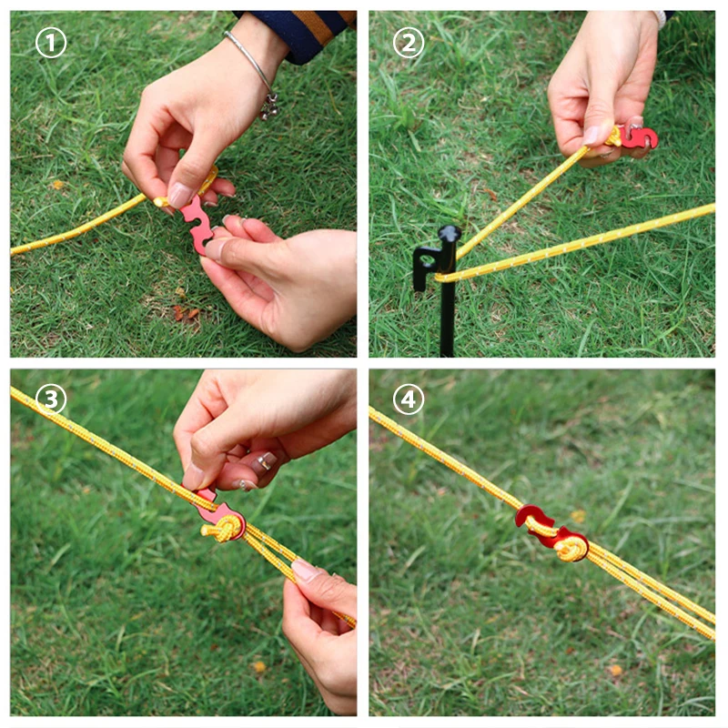 10 PCS Camping Tent Rope Buckle Aluminum Alloy Adjutsable Tensioners Fastener Kit Outdoor Camping Tarpaulin Securing Accessories