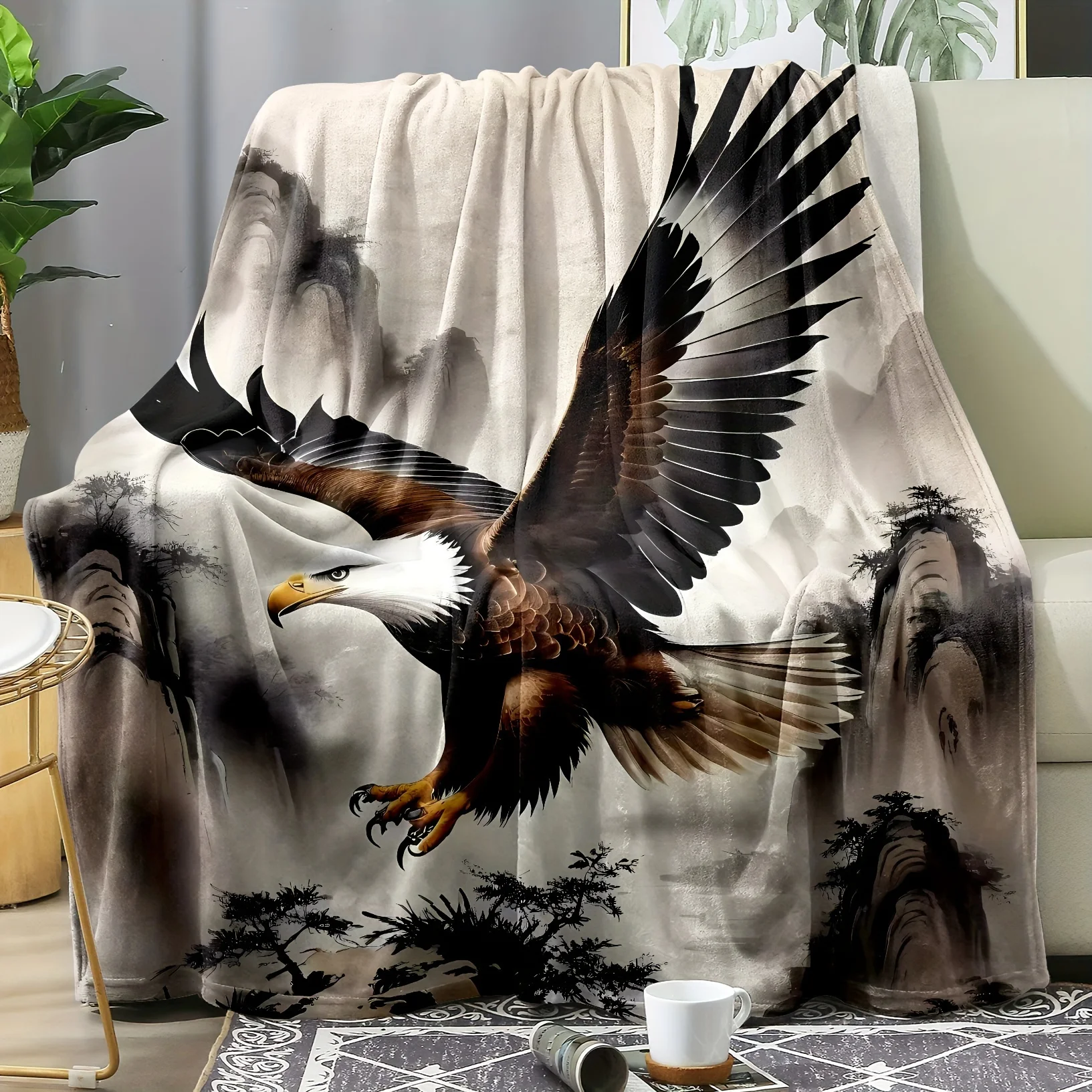 Blanket, Geometric Pattern, Animal Theme,All-Season Use,Cozy Soft Touch for Outdoor Camping, Sofa, Office, Living Room Decor.