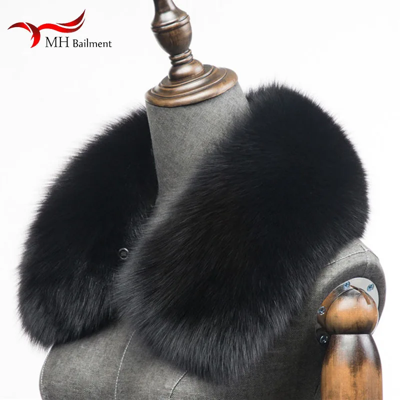 Winter 100% Natural Real Fox Fur Scarf Square Collar For Men Neck Warm Thick Scarves Luxury Fox Fur Shawl Male Jackets Coat