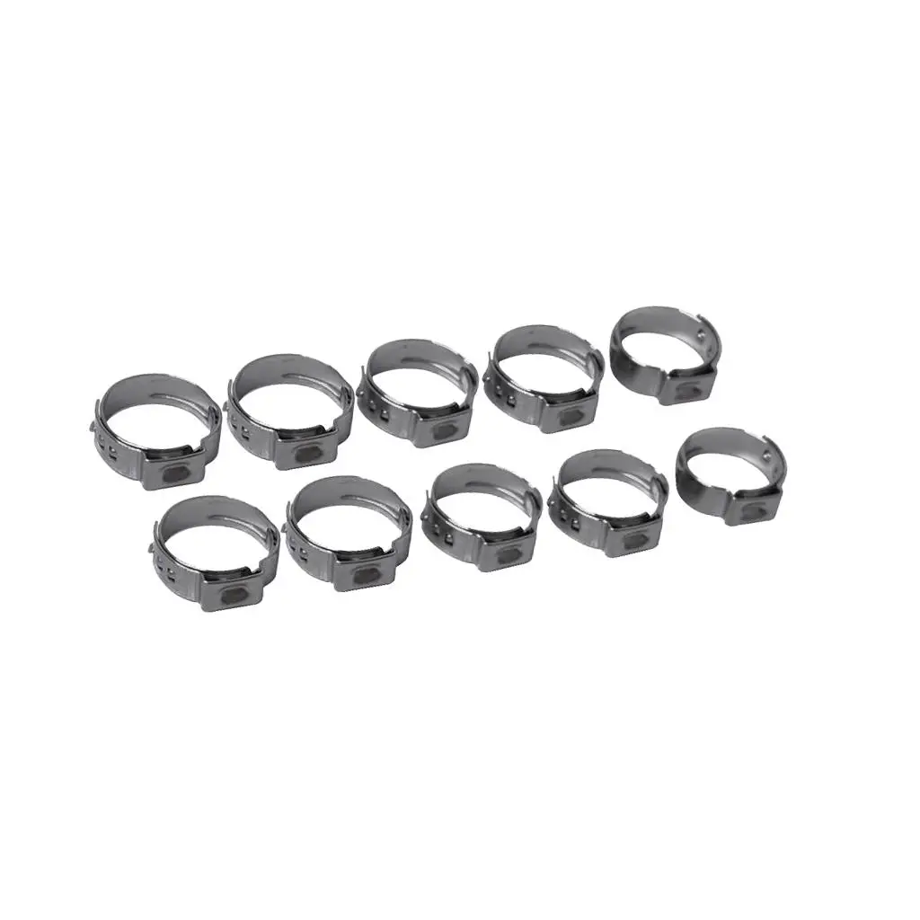 10Pcs Single Ear Hydraulic Hose Clamps Stainless Clips 11.5-14mm