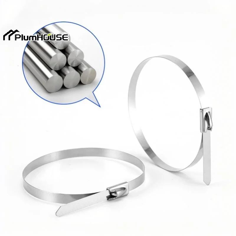 100Pcs Metal Zip Ties Cutter UV Resistant Tool Fence Ties 4.6mm Width Heavy Duty 304 Stainless Steel Cable Tie