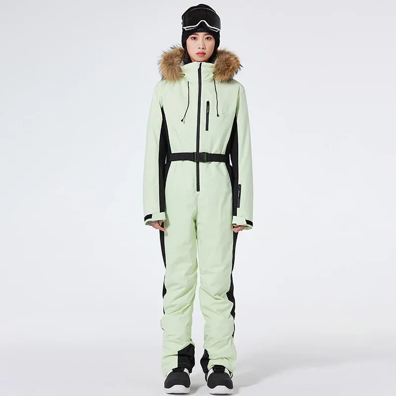 

Adults Windproof Waterproof One-piece Skiing Suits Women Hooded Winter Outdoor Activities Warm Wear-resistant Jumpsuit