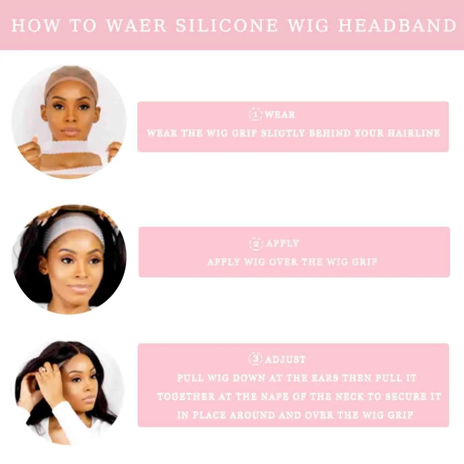 Synthetic Silicone Wig Headband Fix Seamless Wig Grip Band Sweatproof Head Hair Band Elastic Wig Hair Band Adjustable Wig Band