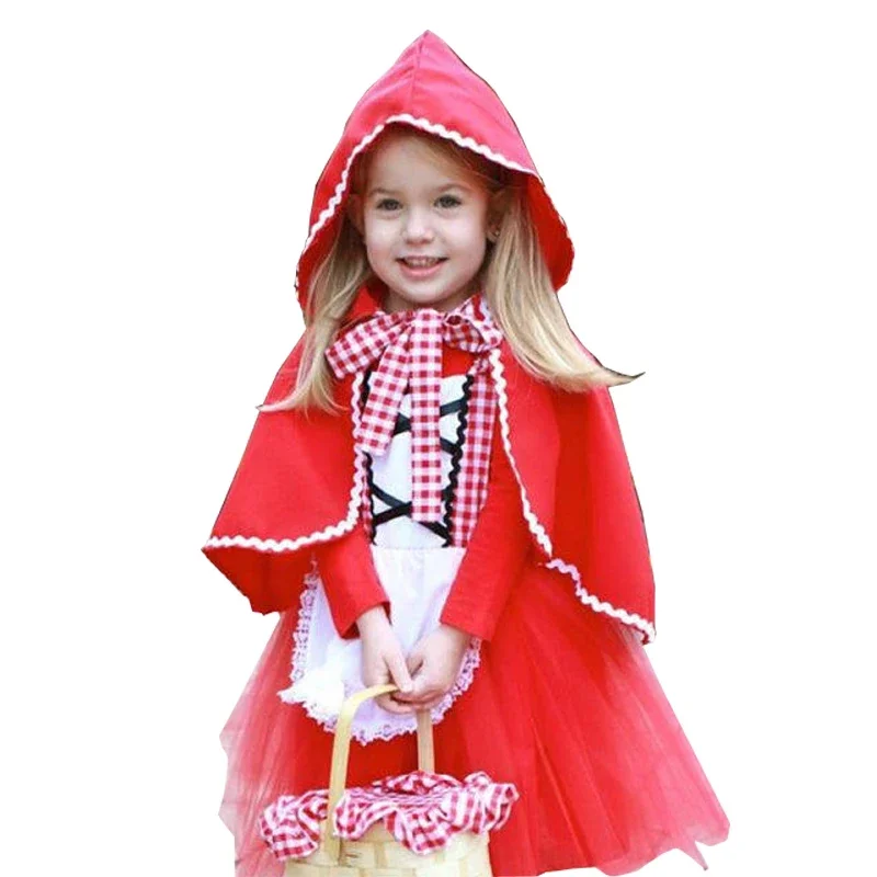 Newborn Baby Girls Halloween Outfit Baby Girls Red Cloak Little Red Riding Hood Outfits with Cape Cloak Party Cosplay Costume