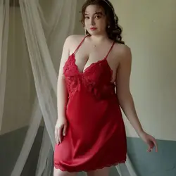 Big Size 4Xl 5Xl6Xl7Xl Nightdress Lace Embroider Flower Nightgown Lady Sexy Home Dressing Gown Backless Sleepwear Lingerie
