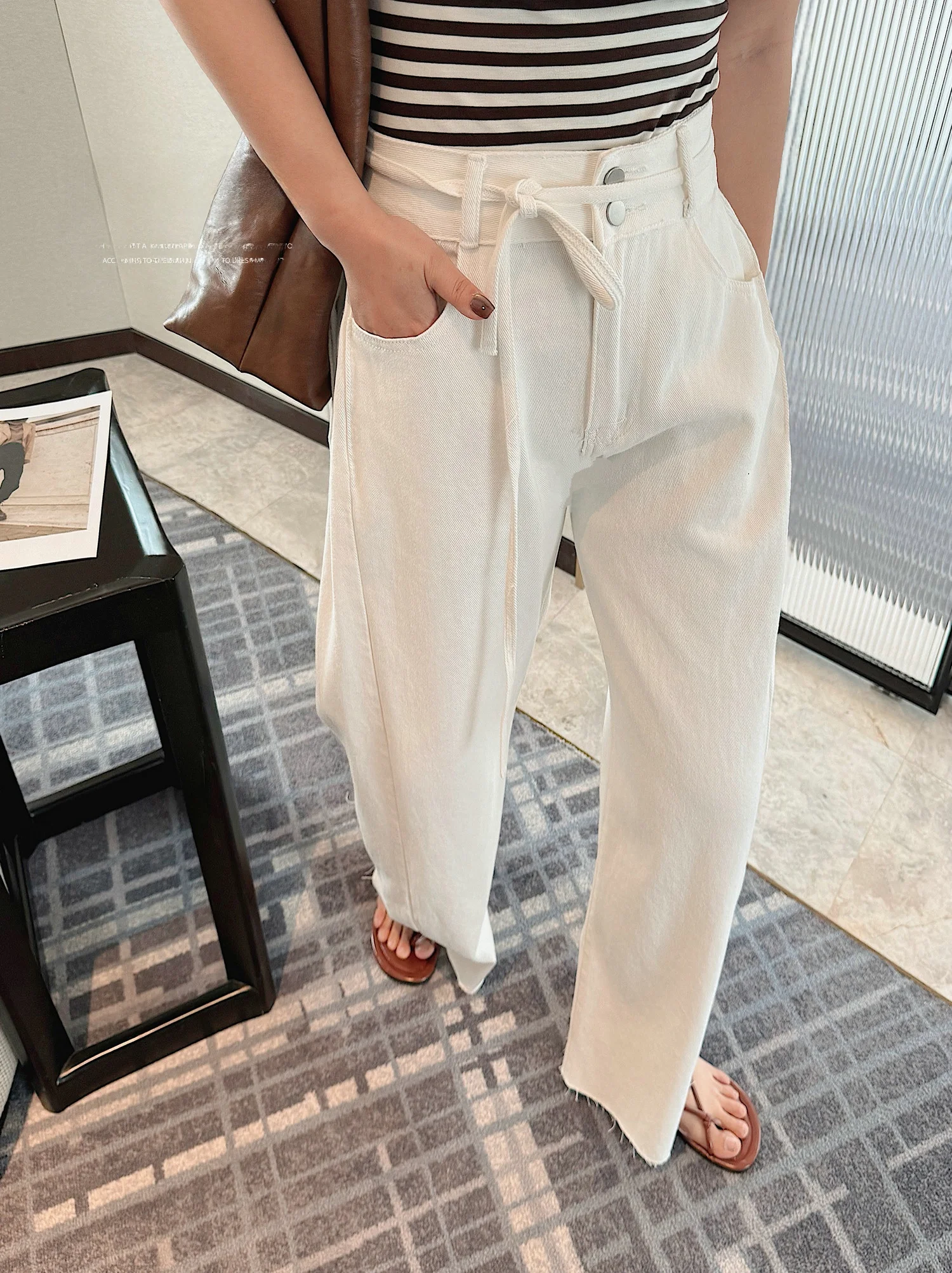 

High Waist Harlan Jeans Women's Loose Wide Leg Casual Jeans Korean Style Fashionable All-Match Slimming Blue Denim