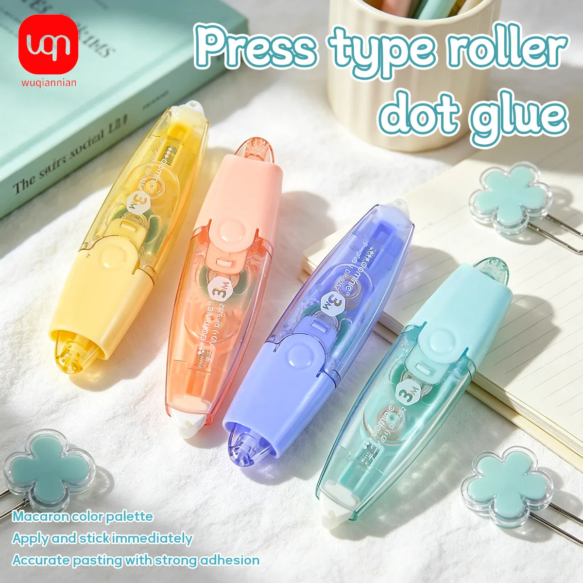 Press‑in Dot Glue Runner Macaron Color Roller Dot Adhesive Tape Quick Stick for  Card Making DIY Art Craft Student Stationery
