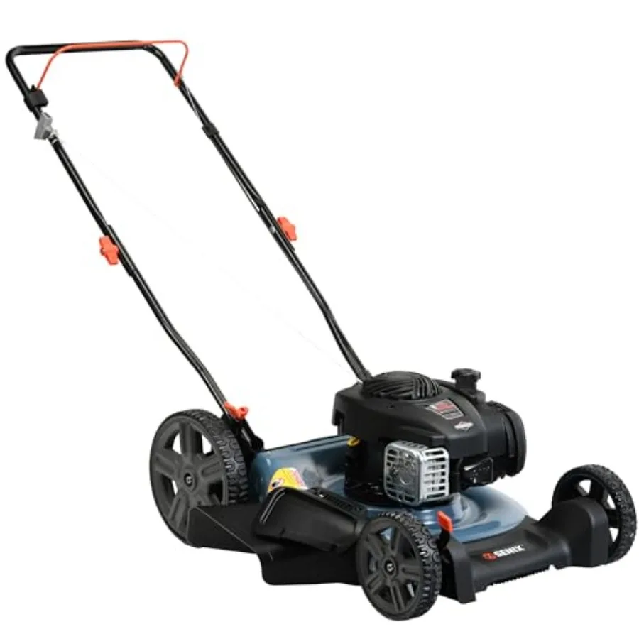 

21-дюймовая газонокосилка с бензиновым двигателем Briggs and Stratton 140 куб. см, 4-тактная, с функцией мульчирования и боковым выбросом, 6-позиционная регулировка наклона ножей с двойным рычагом
