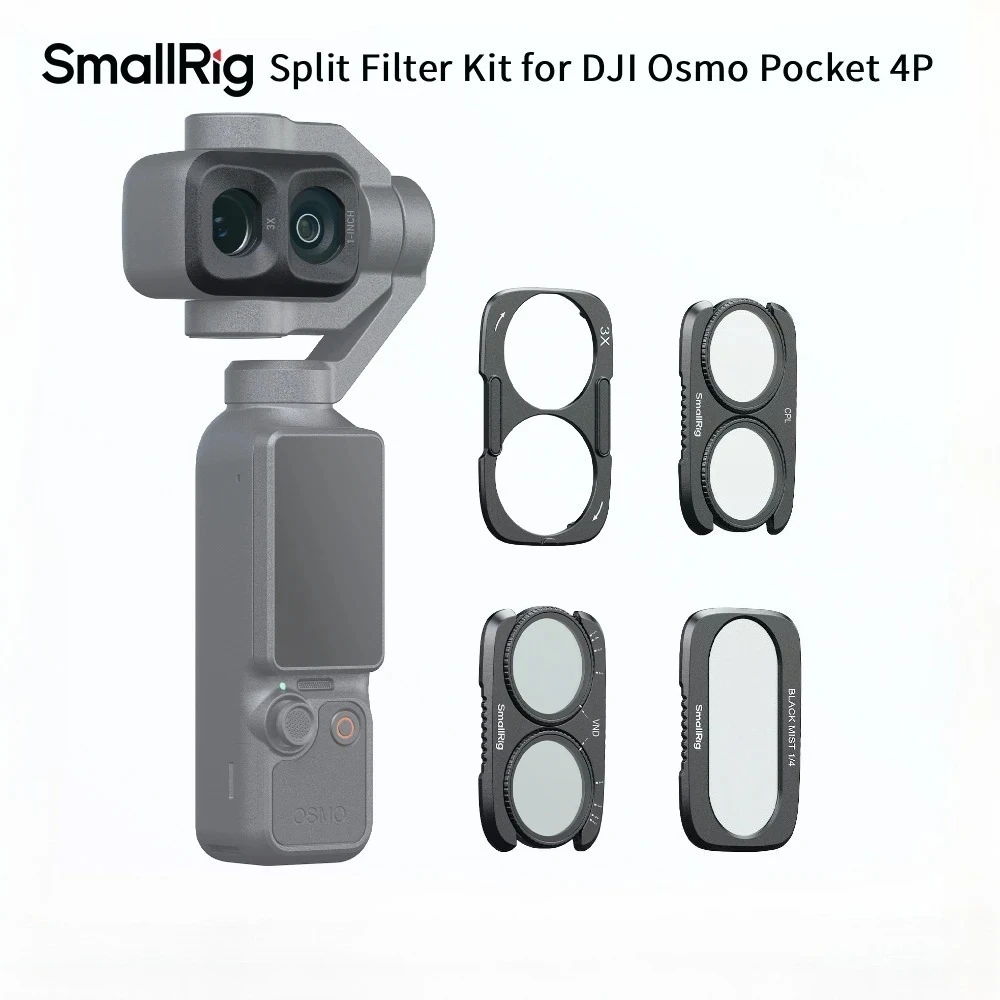 SmallRig 6477 Split Filter for DJI Osmo Pocket 4P with CPL /1/4 Black Diffusion/VND1-5 Filter Base Glass Multi-Layer Coatings