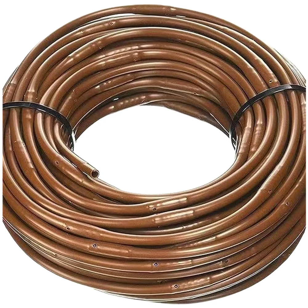 PVC Drip Irrigation Hose 1/4 Inch x 100 FT with 6 Inch Uniform Emitter Layout for Hydroponics and Container Gardening