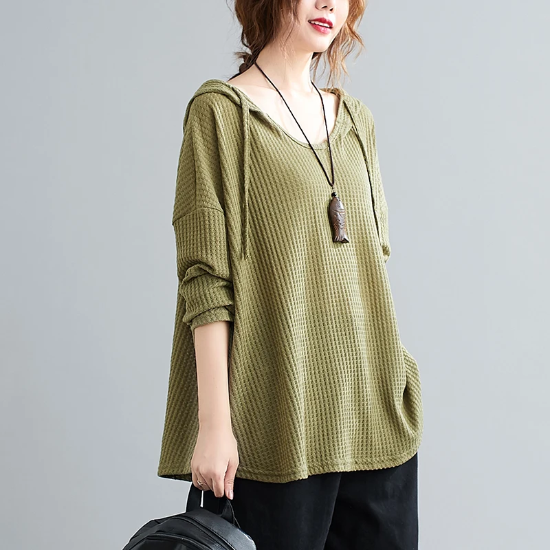 Felpa con cappuccio ampia vestibilità ampia autunno inverno da donna taglie forti Felpa lunga casual versatile in cotone Sve